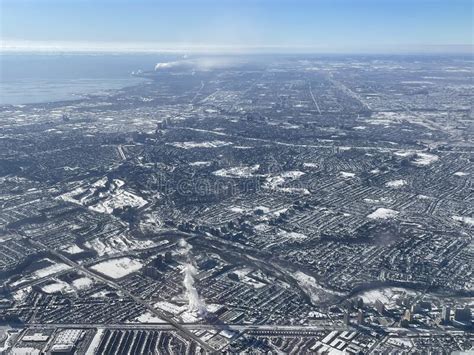 Aerial View Of Toronto In Canada In The Winter Stock Image Image Of