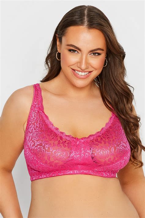 2 Pack Hot Pink And Navy Blue Lace Non Padded Non Wired Floral Bras