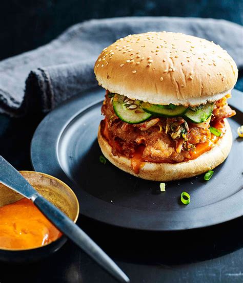 Make your own cajun spice mix for these fully loaded cajun chicken burgers. Korean fried chicken burger recipe - Dan Hong :: Gourmet ...