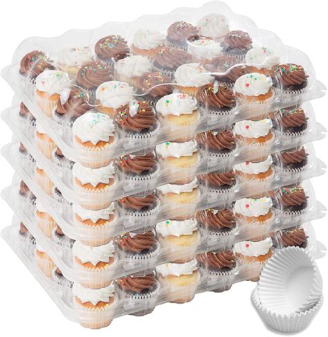 Houseables 24 Cupcake Containers Plastic Compartment Clear 5 Pk Pet