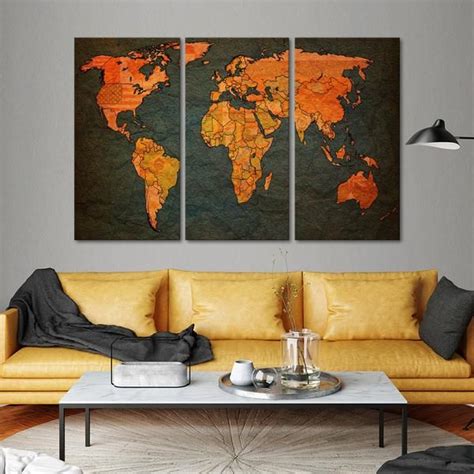 World Map Flags Multi Panel Canvas Wall Art Wall Canvas World Map