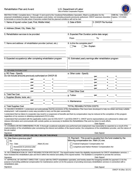 Form Owcp 16 Fill Out Sign Online And Download Fillable Pdf