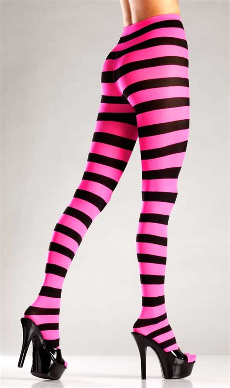 Adult Women Wide Stripes Opaque Tights Sexy Hosiery Ebay