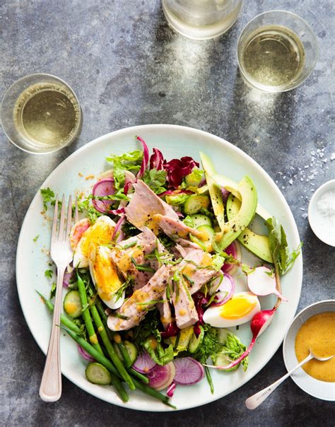 Modern Salade Nicoise With Poached Tuna And Curry Aioli Dressing