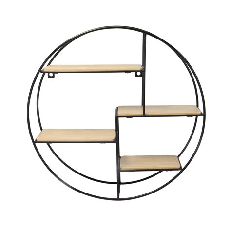 Buy Floating Circle Shelves 4 Tiers Metal And Wood Decorative Round