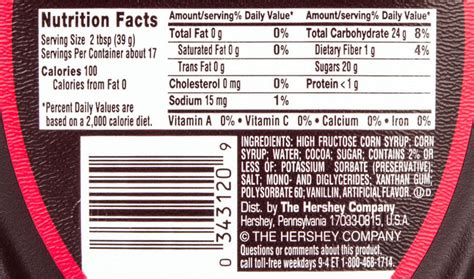 33 Hershey Chocolate Syrup Nutrition Label Labels 2021