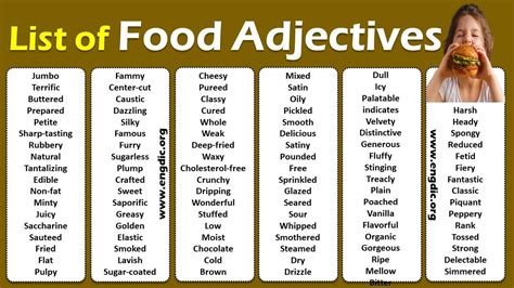 Adjectives Used To Describe Food