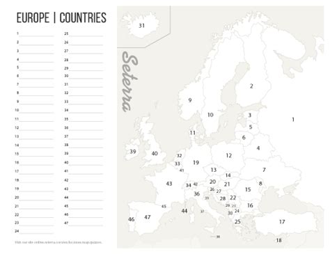 Europe Countries Printables Map Quiz Game Europe Map Printable