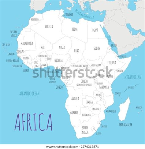 Political Africa Map Vector Illustration Countries Stock Vector