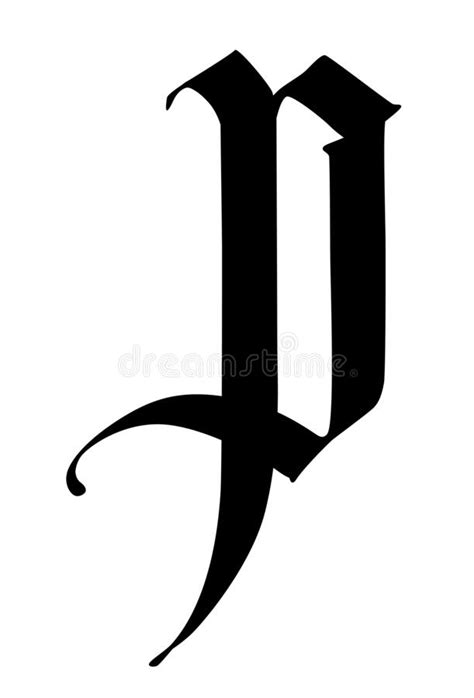 Letter P In The Gothic Style Vector Alphabet The Symbol Is Isolated