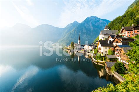 Lakeside Village Of Hallstatt In Austria Stock Photo Royalty Free