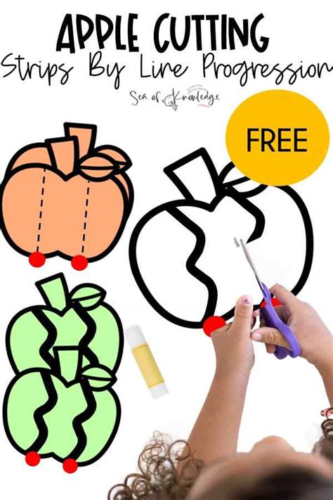 Worksheets For Cutting Practice Apple Fall Theme