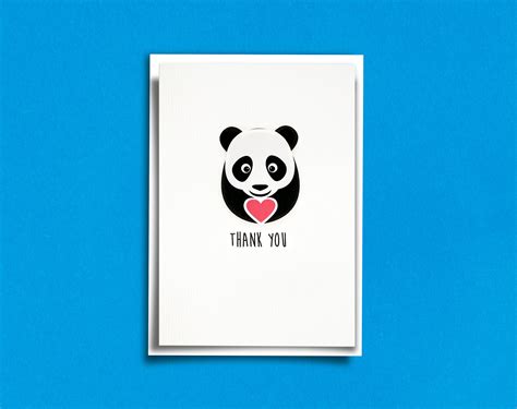 Panda Thank You Card A6 Card Etsy