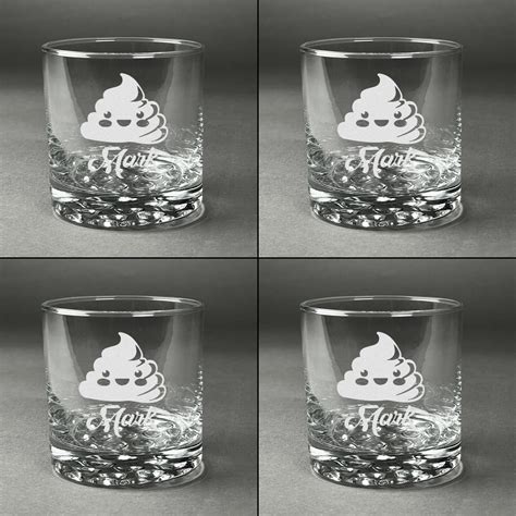 Poop Emoji Whiskey Glasses Set Of 4 Personalized Youcustomizeit
