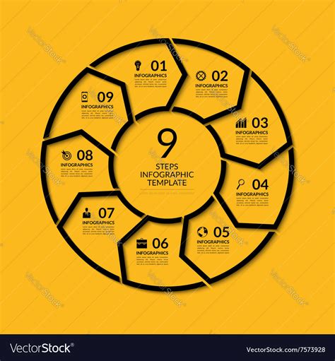 Infographic Circle Template With 9 Steps Vector Image