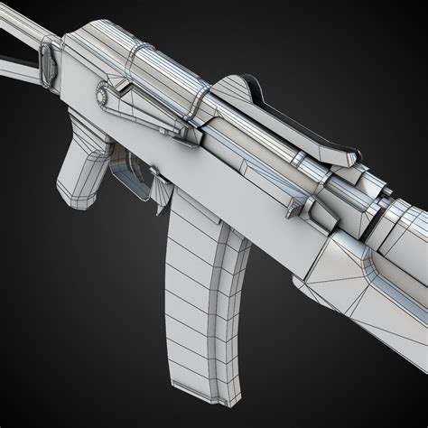 Aks 74u Assault Rifle 3d Model Game Ready Max Obj Fbx Lwo Lw Lws