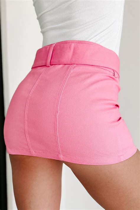 Start The Party Belted Mini Skirt Pink · Nanamacs