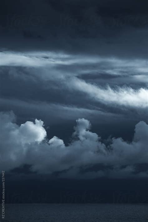 Dark Dramatic Storm Clouds Over The Open Ocean By Rz Creative