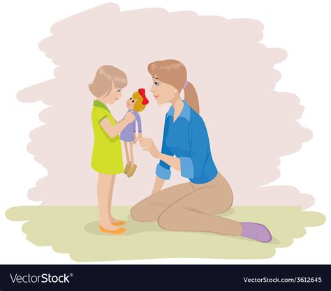 A Mother Playing With Daughter Royalty Free Vector Image