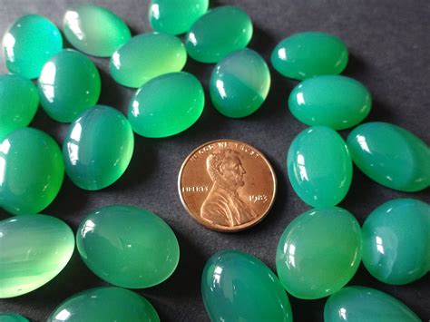 18x13mm Natural Green Agate Gemstone Cabochon Basic Oval Cabochon