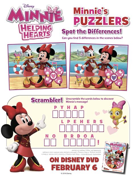 Free Printable Minnie Mouse Activity Sheets + Minnie: Helping Hearts