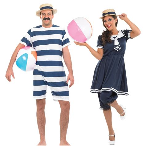 Adult Couples Fancy Dress Old Fashioned Bathing Suit 1920s Mens Or