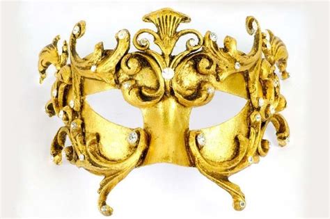 Colombina Barocco Fuoco Gold Luxury Half Face Masquerade Masks For