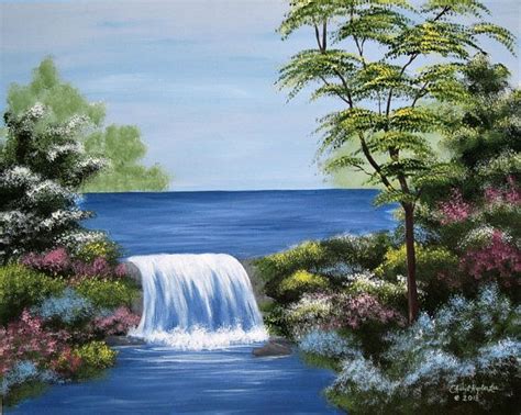 Summer Waterfall Handpainted Acrylic On A 16 X 20 Gallery Wrapped