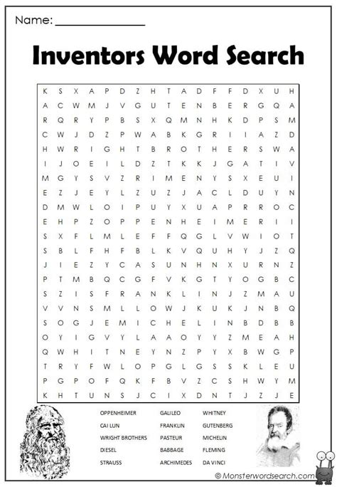 Inventors Word Search Monster Word Search