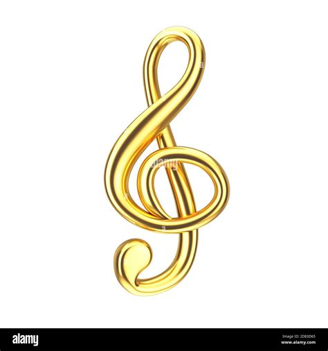 Music Concept Golden Treble Clef Sign On A White Background 3d