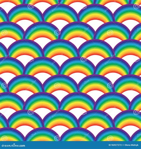 Seamles Geometric Pattern With Colorful Rainbows For Textile Stock