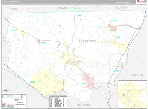 Robertson County Tn Wall Map Premium Style By Marketmaps