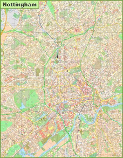 Detailed Map Of Nottingham Detailed Map Nottingham Maps World Map