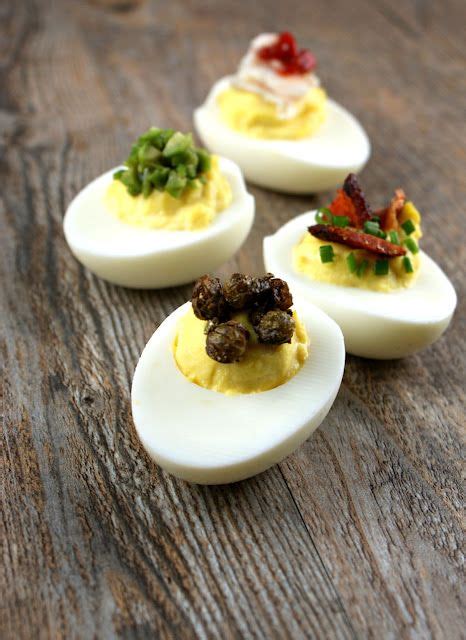 Deviled Eggs With 4 Toppings Food Deviled Eggs Recipes Appetizers