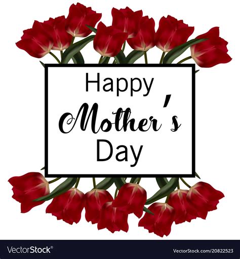 Mothers Day Greeting Card With Beautiful Flowers Vector Image
