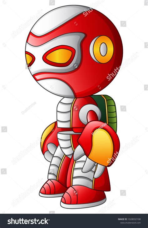 Red Robot Cartoon Isolated On White Stock Vector Royalty Free