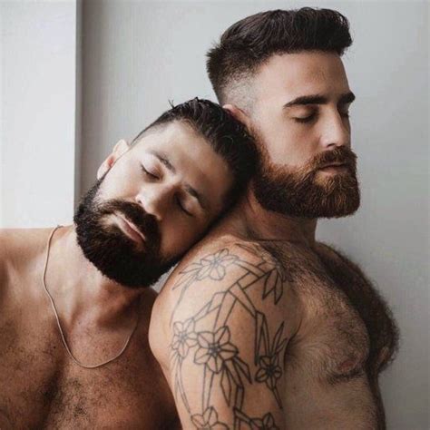 Hairy Men Muscles Eyes Closed Hommes Sexy Beard Tattoo Cute Gay Couples Hot Men Couples