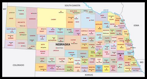 Map Of Nebraska State Outline County Cities Towns