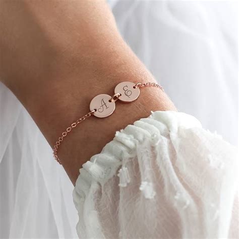 Personalised Double Initial Disc Bracelet By Bloom Boutique