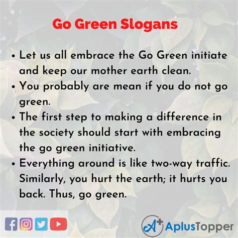 Go Green Slogans Unique And Catchy Go Green Slogans In English A