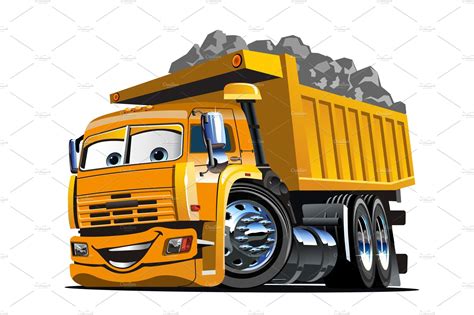 Vector Cartoon Dump Truck Technology Illustrations ~ Creative Market