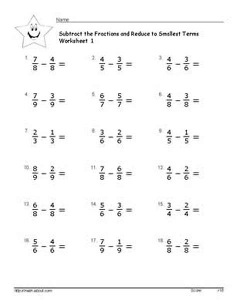 Adding And Subtracting Like Fractions Worksheet