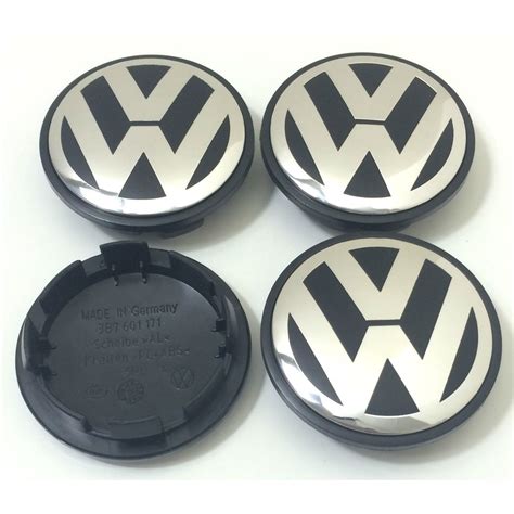 4x 65mm Volkswagen Wheel Center Caps 6 Side Auto