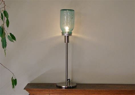 Vintage Blue Mason Jar Table Lamp