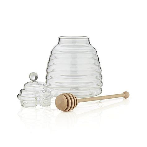 Beehive Glass Honey Jar With Wood Dipper Reviews Crate And Barrel Honey Jar Honey Decor