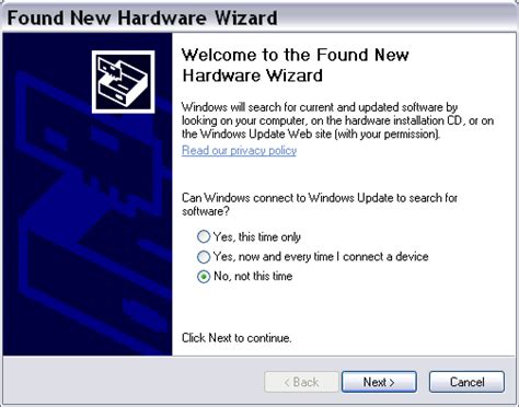 Picture The Found New Hardware Wizard In Windows Xp Sp2