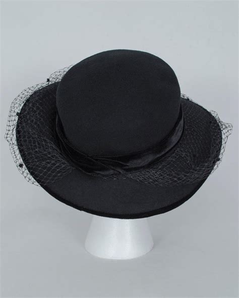 Italian Wool Mourning Funeral Hat With Dotted Veil 1970s At 1stdibs