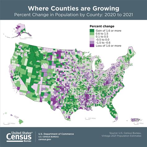 Population Change In The U S By County 2020 To 2021 From The U S