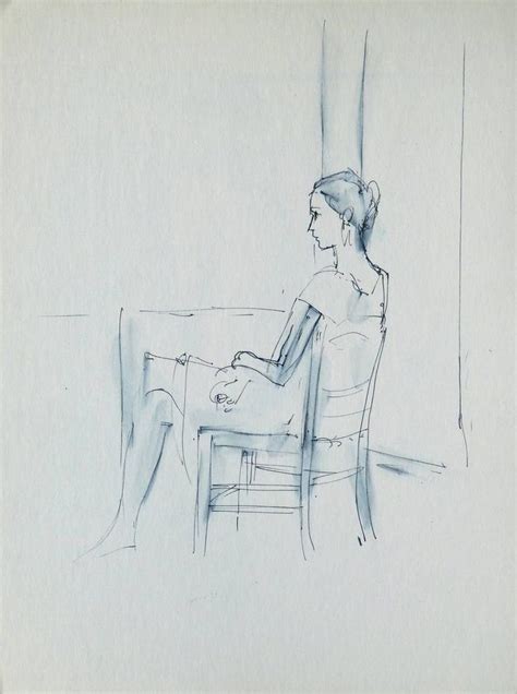 Woman Sitting On The Chair Drawing Drawings Life Drawing Chair Drawing