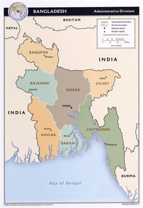 Large Detailed Administrative Divisions Map Of Bangladesh 2011